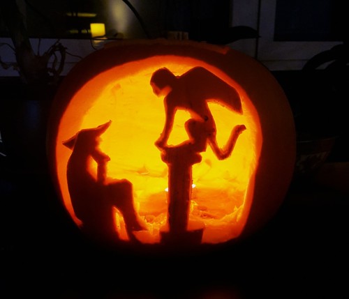 hehasawifeyouknow:Another Halloween, another pumpkin. This time an attempt at the famous vase depict