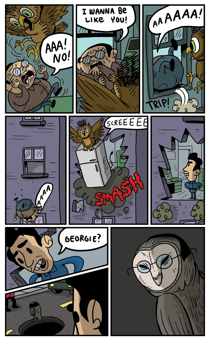 lymphonodge2: kramer is an owl by kc green