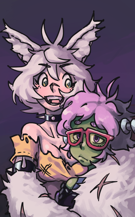 Inuko &amp; Frankie - @lokigun-sama ‘s cute monster girls!Please check their art out, it’s really cu