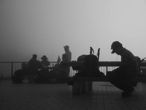 Preparing to climb Mt. Fuji