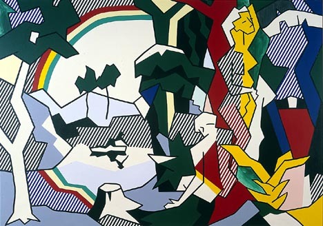 Landscape with figures and rainbow, 1980, Roy LichtensteinMedium: magna,oil,canvaswww.wikiar