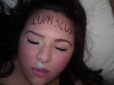 degradingsluts:I wrote this on your girlfriends forehead after she passed out at the party. The firs