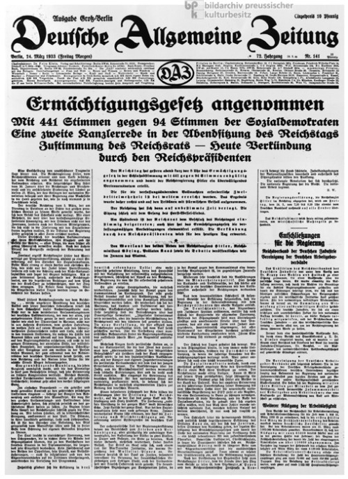 March 23rd 1933: Enabling Act passedOn this day in 1933, the German Reichstag passed the Enabling Ac