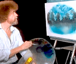 pbsarts:  giffing-and-bullshit: Riverside Escape Oval  Today would have been Bob Ross’71st birthday 