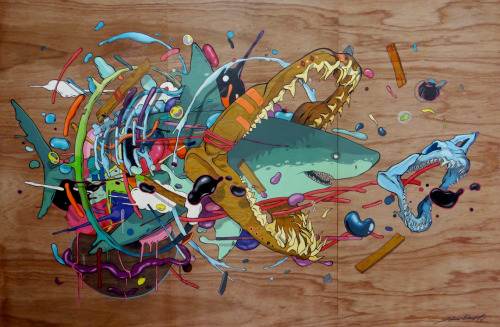 &ldquo;Procesos evolutivos de las formas I &rdquo; ( Shark). Acrylic on wood. 120 cm x 180 c