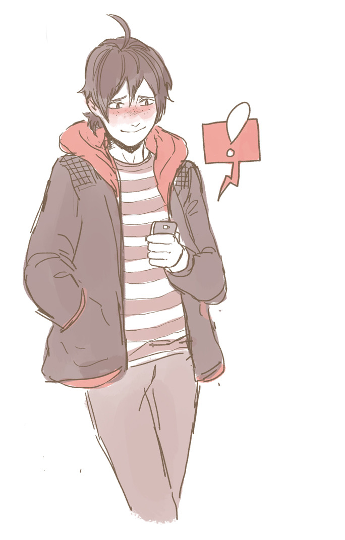 yankasmiles:  is he texting The Crush or just beaming at his new pokemon?? we’ll
