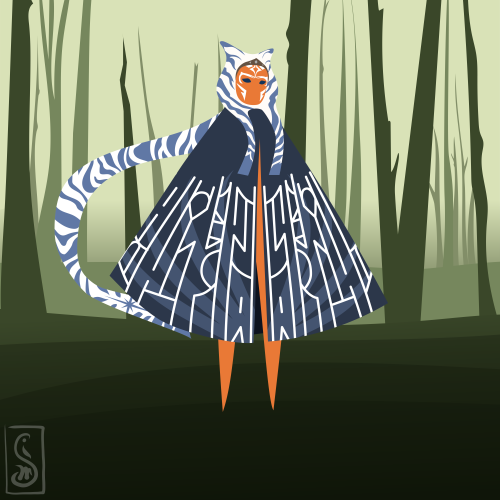 asiminthering: [ID - A vector image of Ahsoka Tano in the Mandalorian in the style of the video game
