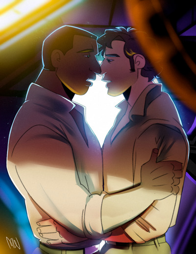 backtothe80scolors:“First kiss”Finn+Poe = space dads xD