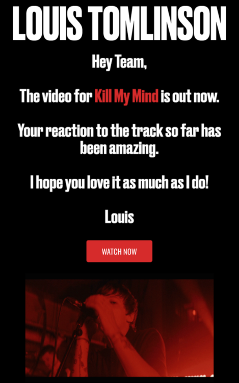 Newsletter about the Kill My Mind Official Music Video - 13/09