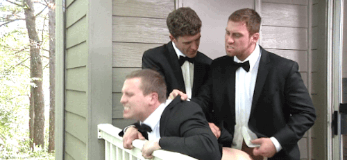 takenbymen:  Sopranos is a very powerful name in Jersey. So when Mark Soprano decided to have one more fuck right before his wedding, he and his best man grabbed the closest guy they could find and bend him over at the back of the cabin.