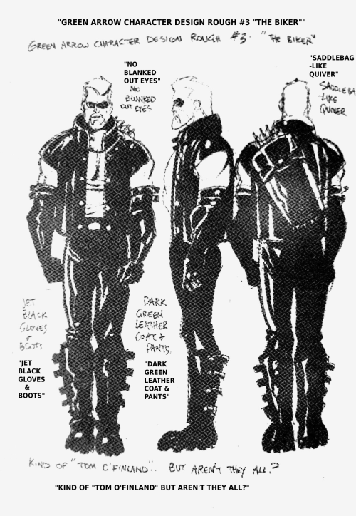 Unused Green Arrow Costume Designs by Phil Hester and Ande Parks from the Green Arrow: Sounds of Vio