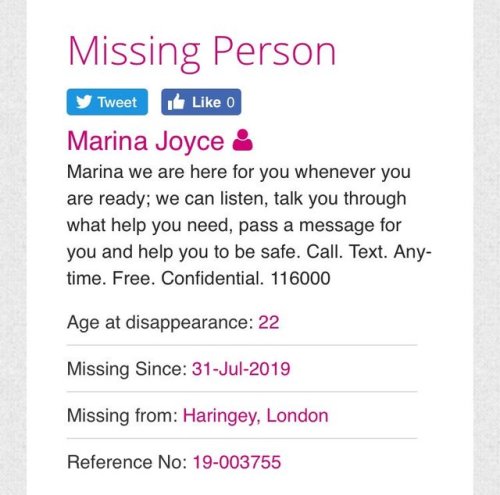 one-time-i-dreamt: one-time-i-dreamt: YouTuber Marina Joyce has been missing for over a week now and