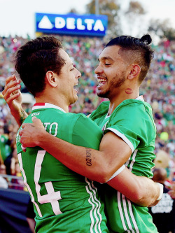 Mesutmadrid:  Mexico’s Javier ‘Chicharito’ Hernandez Celebrates With Teammate