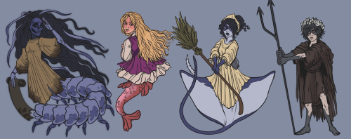 Lineup of some of my Merfolk OCs from my daughters of the sea project.I was experiencing some art bl