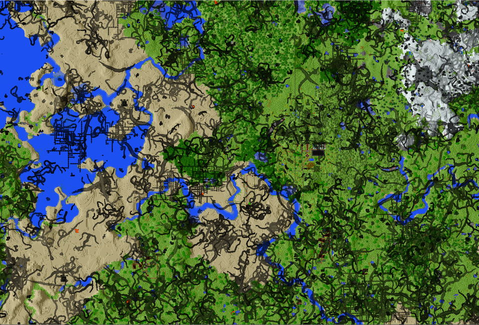 A Map Of A Minecraft World With An Overlay Of The Maps On The Web