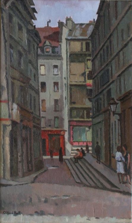 La rue Domat, Paris    -   Clifford Hall, c.1947.British,1904–1973 Oil on canvas,56 x 34 cm.