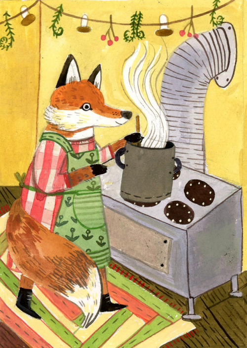 madisonsaferillustration: A fox and her kitchen 