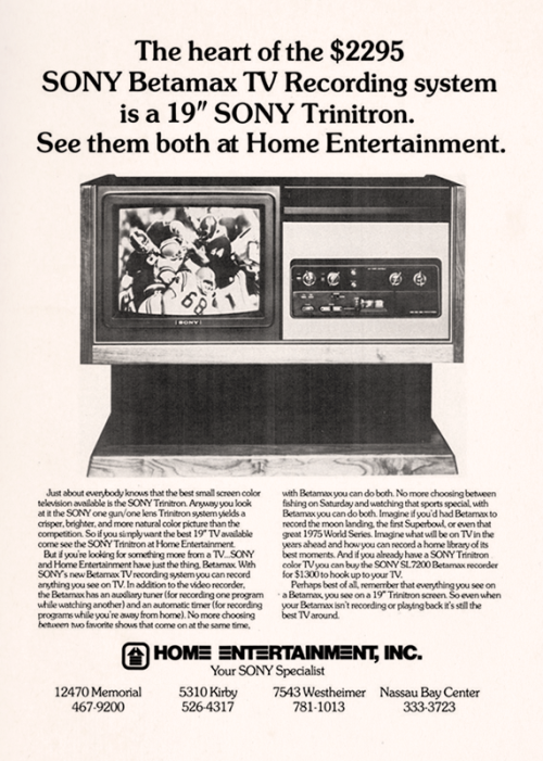 Home Entertainment Inc., 1976Adjusted for inflation this 19″ television with in-console Betamax woul