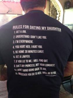 magnacarterholygrail:  barbelltherapy:  If I ever have a daughter, this shirt will be a must. 9. I don’t mind going back to jail. LOL.  who asked my daddy for this list? my daddy. HAHAHAHA 