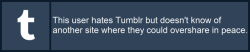 userboxrequests:This user hates Tumblr but