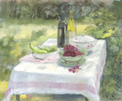 Summer Table   -    Wil KroonDutch,b.1947-Oil on canvas, 50 x 60 cm.
