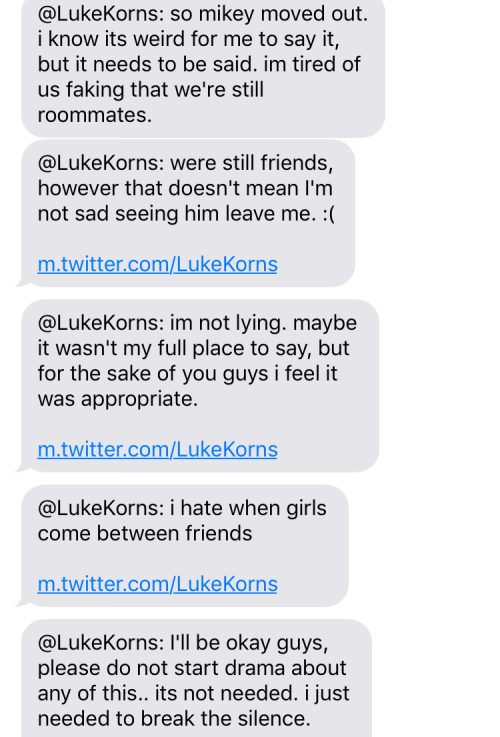 lxkekorns:  lxkekorns: As everyone is mostly aware Mikey and Luke had tweeted earlier that Mikey has