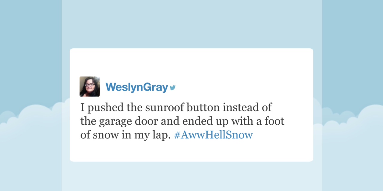 tastefullyoffensive:  Video: Tonight Show Hashtags: #AwwHellSnow  And sometimes