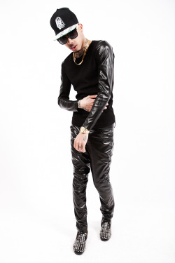 blackfashion:  Shawn Gibbs,24,Chi Monsieur Leather double black shirt, Monsieur Luxury Leather Pants,Super Future Sunglasses.Louboutin Black Rollerball,Last King Snapback Photographer-10photos.net