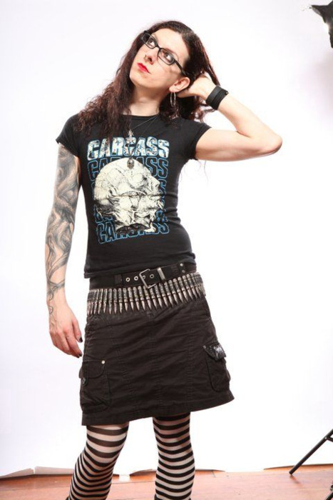 “I can headbang while wearing heels. The combination of heavy metal and cross-dressing requires considerable coordination” Andrew O'Neill, musician in the steampunk band Men That Will Not Be Blamed for Nothing, british comediant, headbanger,