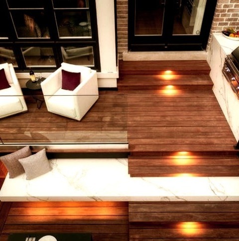 Modern Deck - UncoveredOutdoor Kitchen Deck - Small Modern Backyard Outdoor Kitchen Deck Idea With No