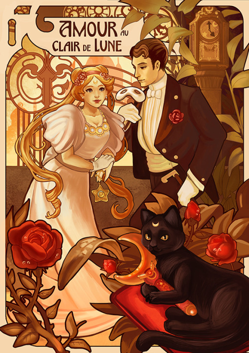 audrey-molinatti-art:  Here’s a recap of the alternate universe “if sailor moon were set in a art nouveau paris 1900 world.  I wish to have time to do maybe 3 more like this For the insipirations paintings you can find the link under every images