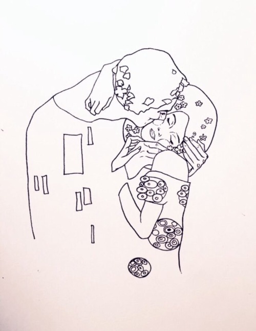 smolpups:  Gustav Klimt’s “Fulfillment”, and “The Kiss”; Minimalized renderings