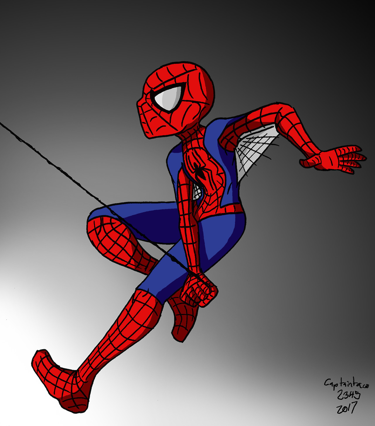 A drawing I did of my favourite Marvel Super Hero, Spiderman. I did two versions,