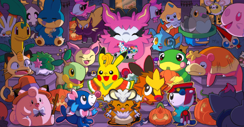 I LOVE the annual Pokemon Center Halloween art, I wanted to try to make some of my own with some of 