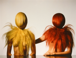 artnet:  Hairy Young Women Irving Penn playfully photographed two models with their wigs on backwards—an image which originally appeared as a two-page spread in the July 1995 issue of US Vogue. 