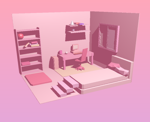 The Pink Room-Blender-LowPolyUmm first time using Blender and followed a tutorial and added a few th