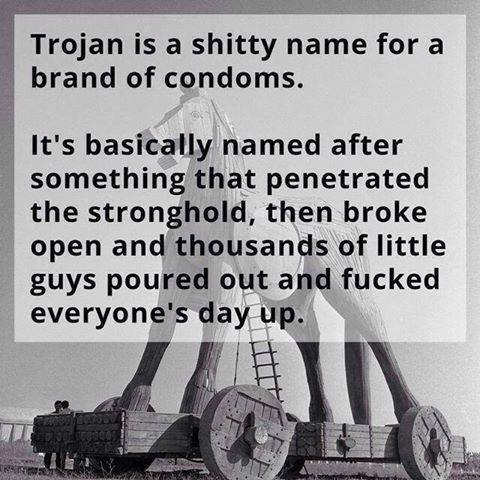 georgetakei:  Watch out for those Trojans. There might be a rubber reason behind their gift. http://ift.tt/1mHzvdt 