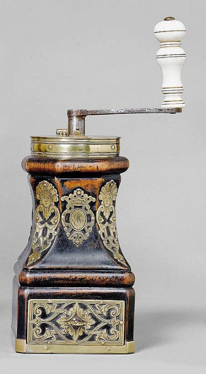 Coffee or Spice mill, first half 18th century, Burgundy. 2 Table top coffee mill, early 18th century