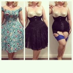 curvecreation:  Today’s foundation layers. Once my new phone holder arrives I’ll be able to take these a lot better.  Today’s dress was the @collectifclothing dolores dress.  I wore it with my @whatkatiediduk glamour bra, vamp corset, maitresse