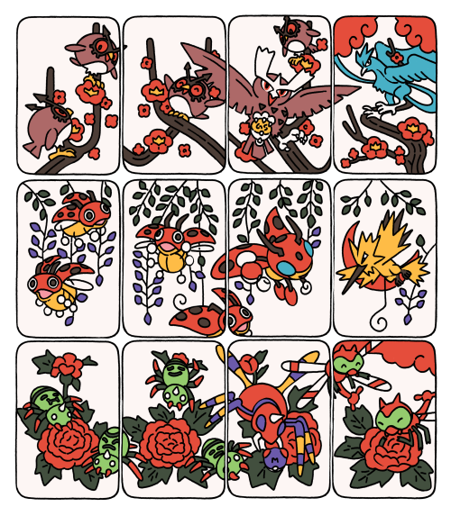 sablingart:  The full Hanafuda deck is almost ready for print!