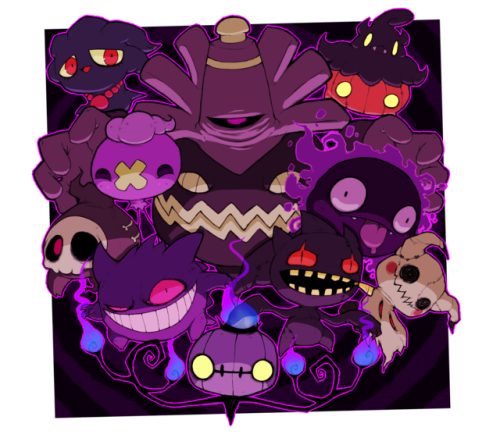 prettyscary: GHOST TYPES A gaggle of darling little haunts and horrors from the Pokemon Universe! Th