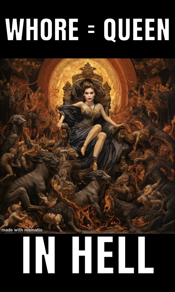 Whores Are To Be Honored, Exalted And Glorified. Bow Down To The Whore. The Whore Of Babylon Is The Queen