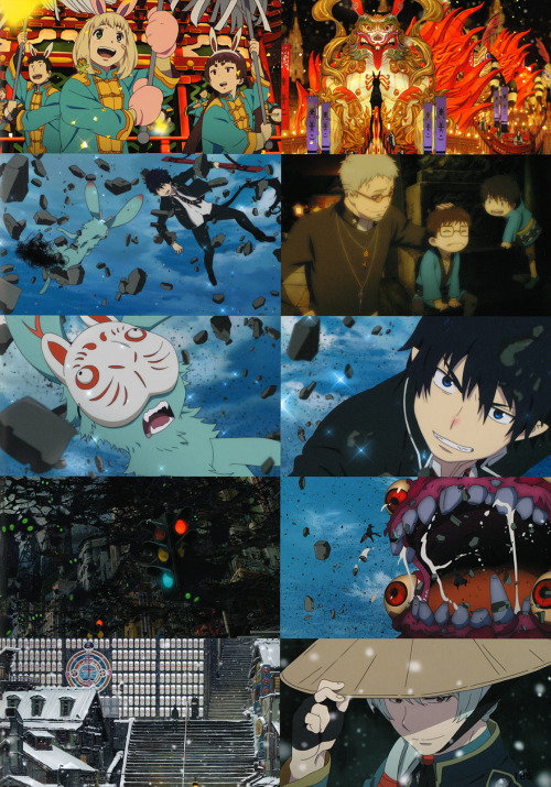 artbooksnat:  Selected stills from the beautifully detailed Ao no Exorcist Movie in AnimeStyle Magazine.