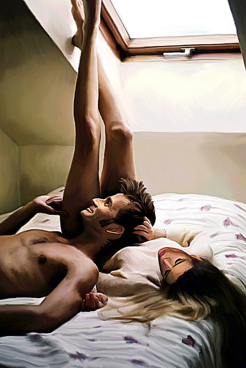 licieoic: “Daydreams” - Digital Oil Painting The skylight over their bed was