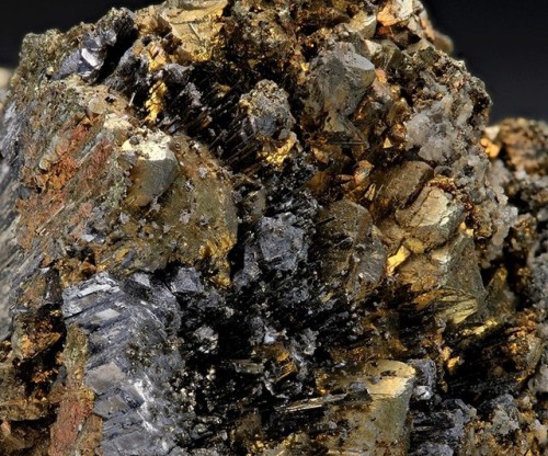 Millerite with Chalcopyrite and Galena - Victoria Mine, Siegerland, Germany