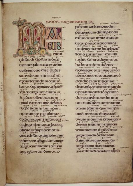 Lindisfarne Gospels - folio 90rThis Gospel Book is attributed to a single scribe, the Anglo Saxon Bi