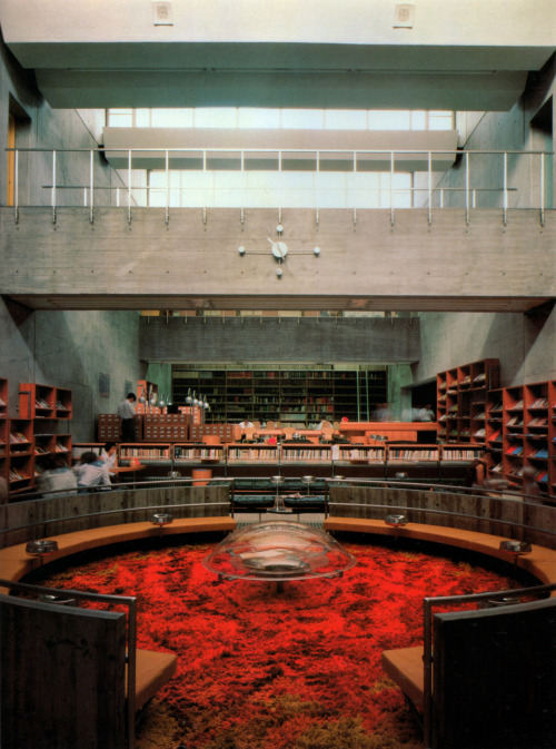 fuckyeahbrutalism:  Oita Prefectural Library, Oita, Japan, 1964-66 (Arata Isozaki) I’m ringing in the new year at FYB with a series of photographs documenting Arata Isozaki’s wonderfully inventive, weird-brutalist Oita Library, since renovated by