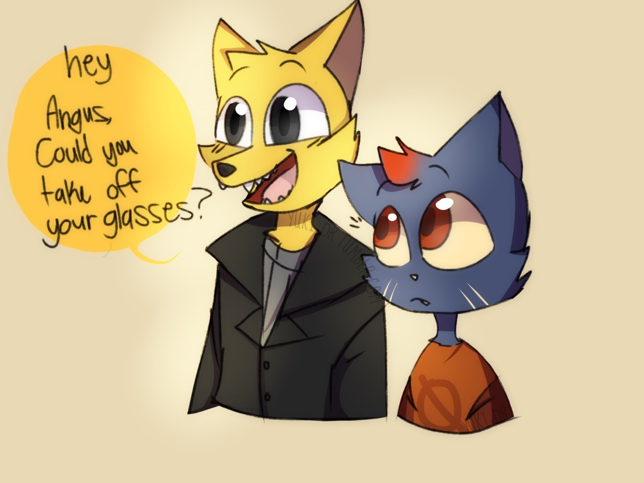 yuki-dr:Angus without his glasses? Sorry I don’t know how to make a comic ._.