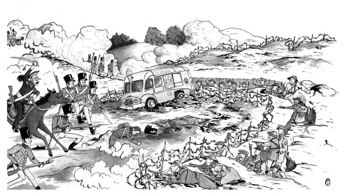 The Battle of Whippy Hill  (2014, ink on paper, 14" x 26")Jesse Coons