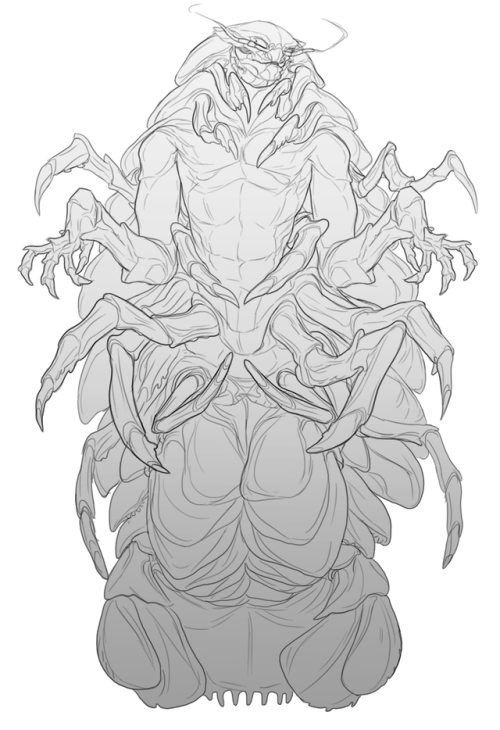 koshkaah-fr:Here’s a more detailed sketch of the isopod mermaid